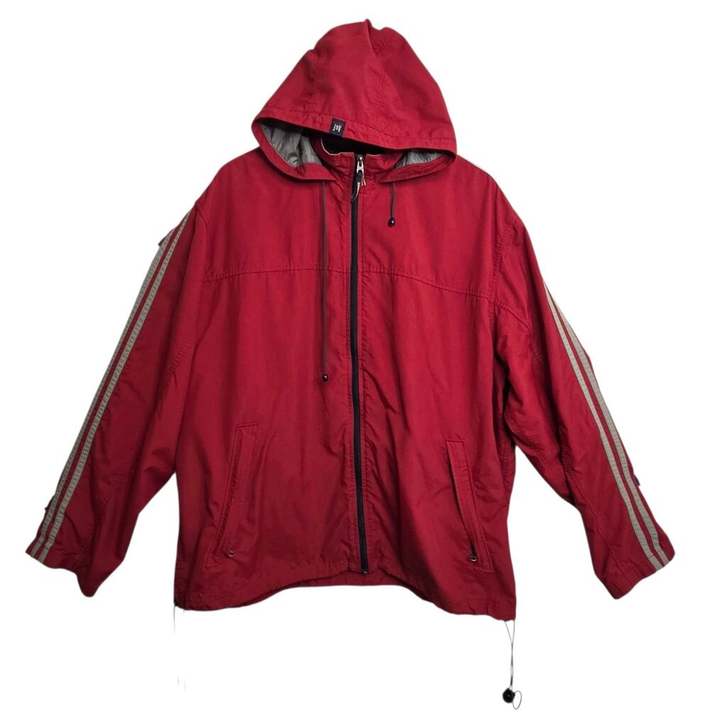 Abercrombie & Fitch Mens XL Red Hooded Windbreaker Full Zip Pockets Gorpcore